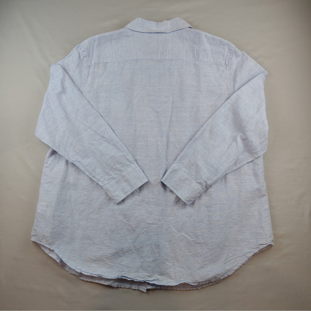 Chaps Womens 1X/XL Linen Cotton Button Down Shirt Light Blue Long Sleeve - Picture 14 of 16